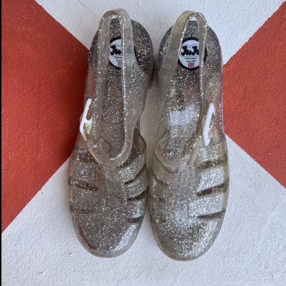 Women’s 90’s Vintage JuJu Jelly Silver Glitter Sandal with Chunky Heel; UK 7 - Picture 4 of 15